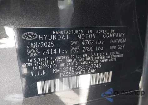 2025 Genesis G70 2.5T Rwd from USA, damaged, VIN KMTG34SC8SU157745